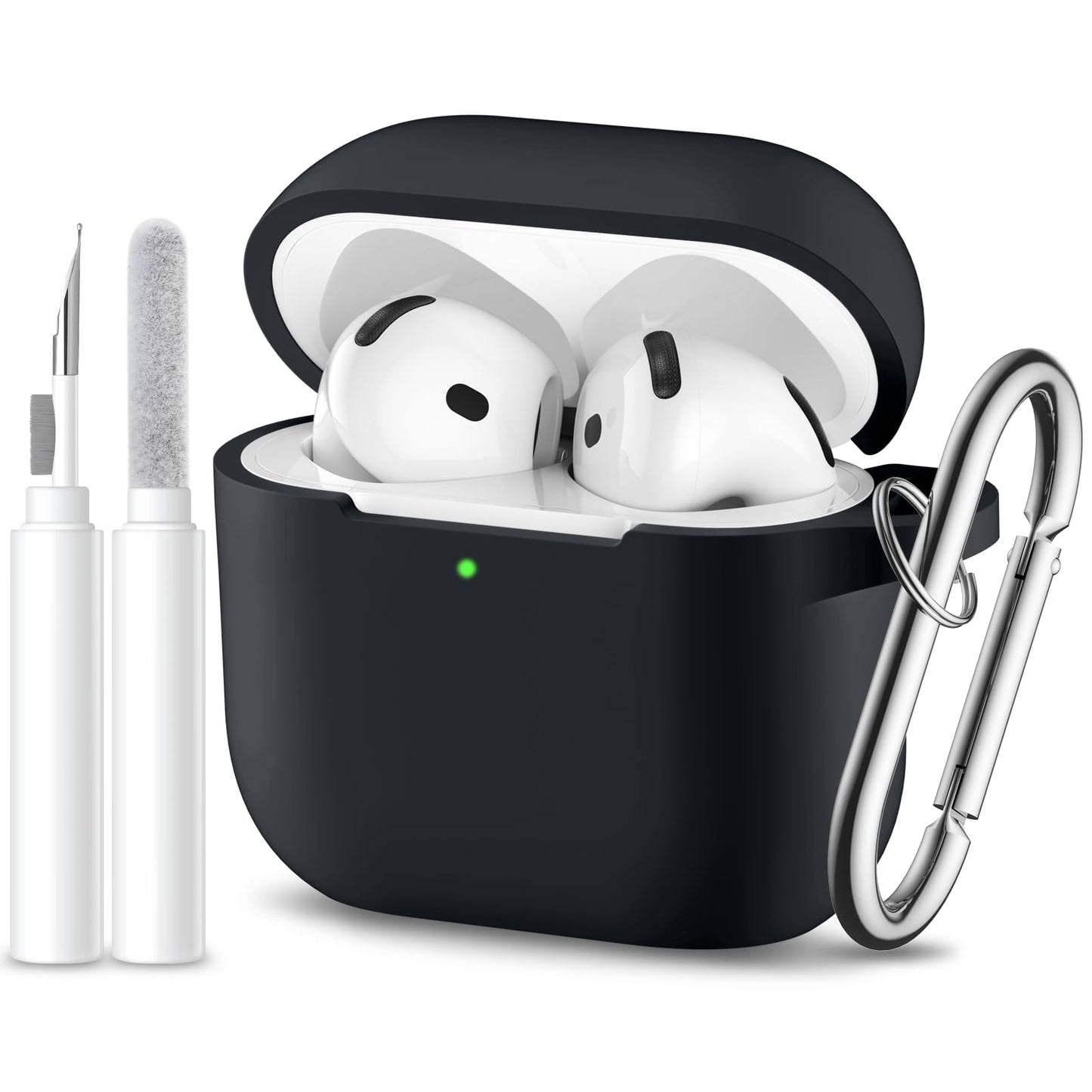 for Airpods 4th Generation Case Cover(2024), Soft Silicone Case airpods 4 with Cleaner Kit & Keychain, Full Protective Apple AirPod 4 Case for Women Men