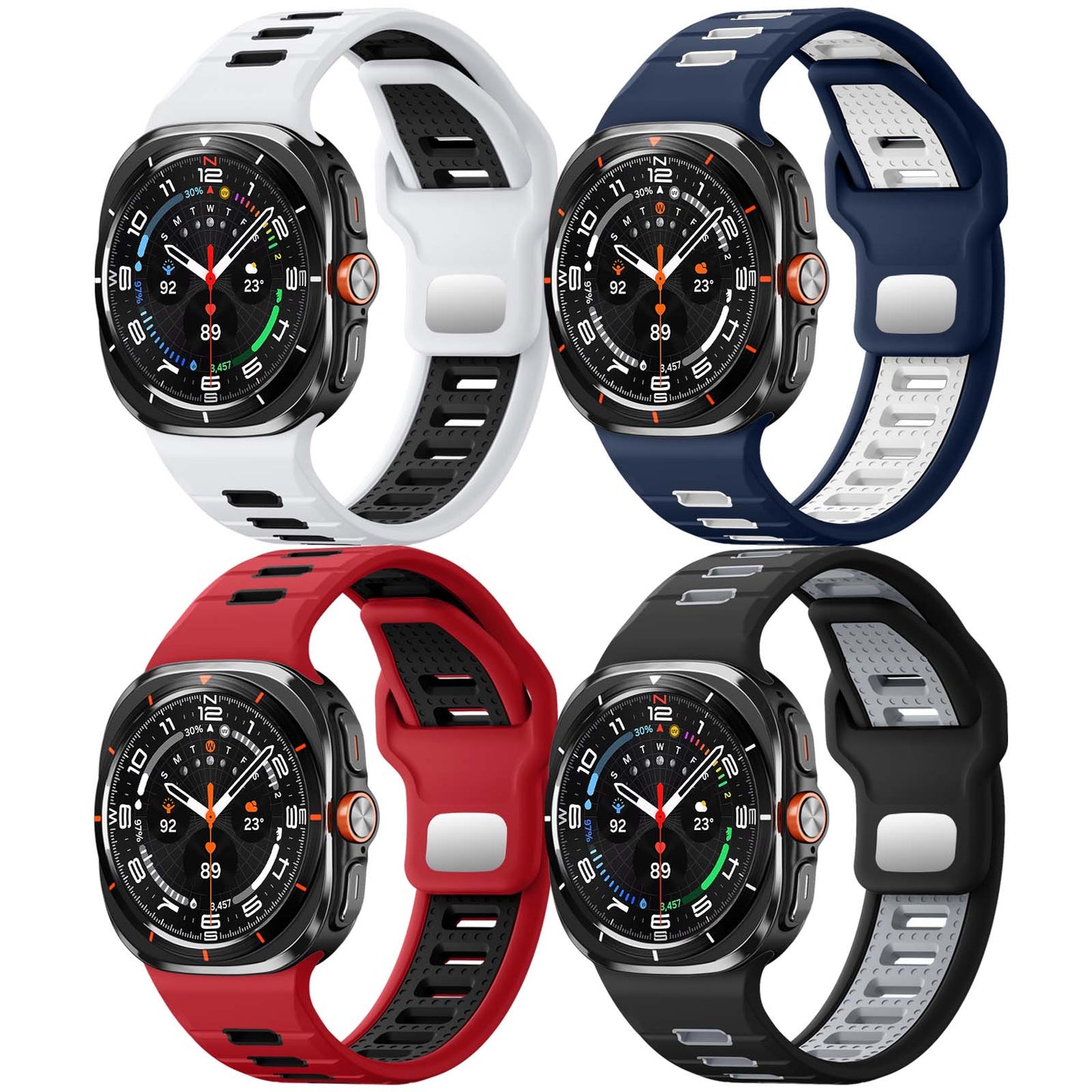 Maledan Compatible with Samsung Galaxy Watch Ultra Bands Breathable Waterproof Two Tone Silicone Sport Bands for Men Women