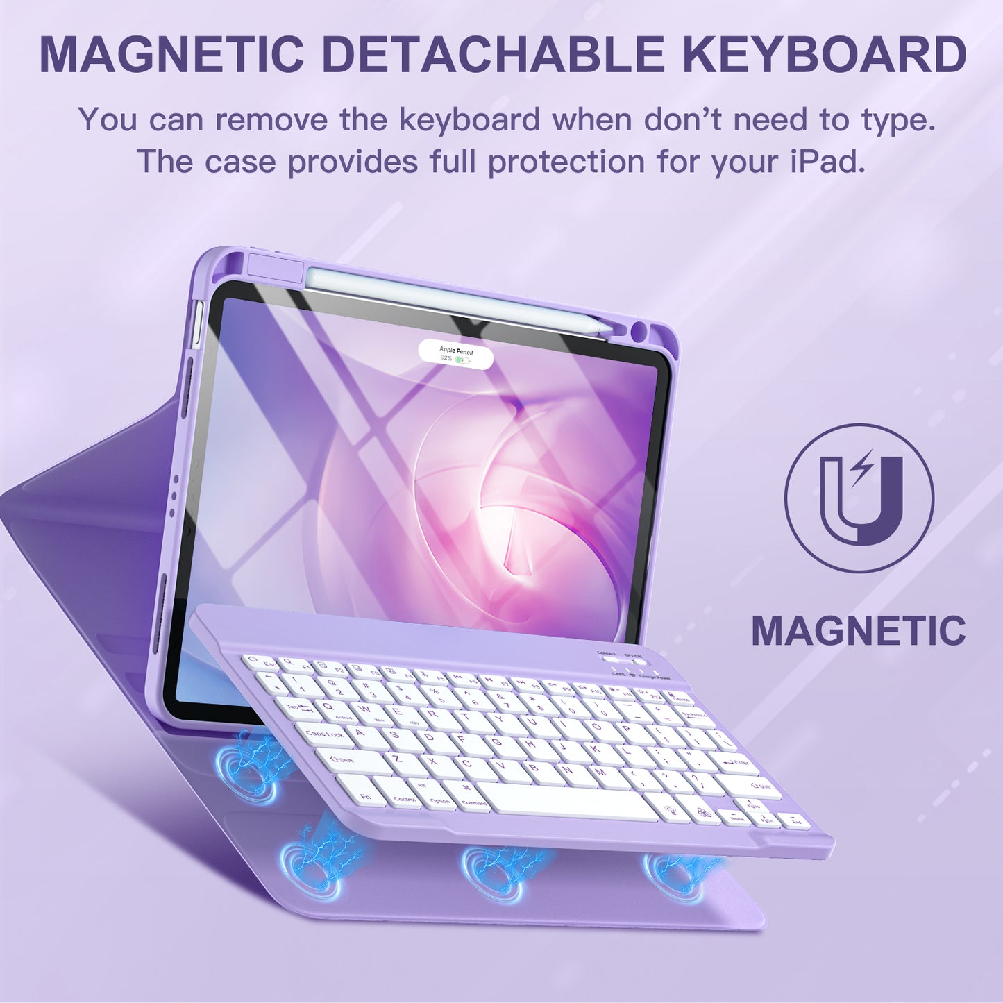 For iPad Air 11 inch/Air 5th/ Air 4th Generation Case with Keyboard, 7-Color Backlit, Detachable Folio Keyboard Cover