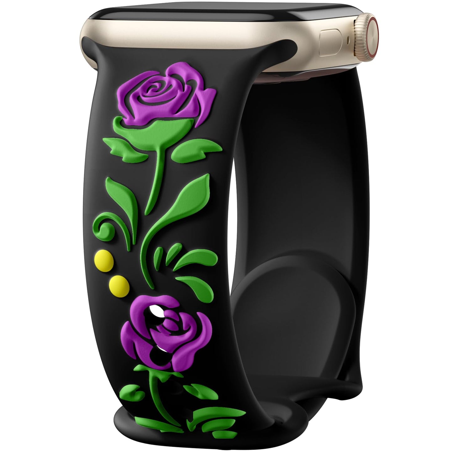 Floral Engraved Band Compatible with Apple Watch Bands for Women 40mm 41mm 42mm 38mm 44mm 45mm 46mm 49mm, 3D Flower Pattern Silicone Sport Strap for iWatch Series 10 9 8 7 6 5 4 3 2 1 Ultra SE