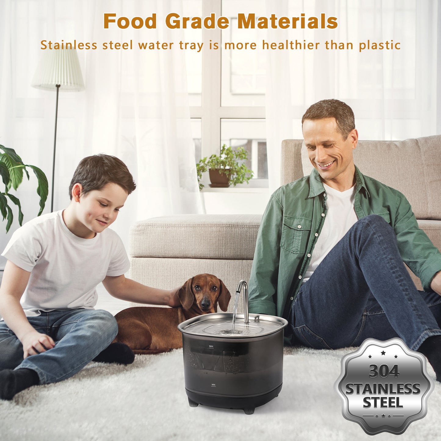 【No Pump Design】Cat Water Fountain, Automatic Dog Water Bowl Dispenser with Filters, 3L Pet Water Fountain for Cats Indoor, Black