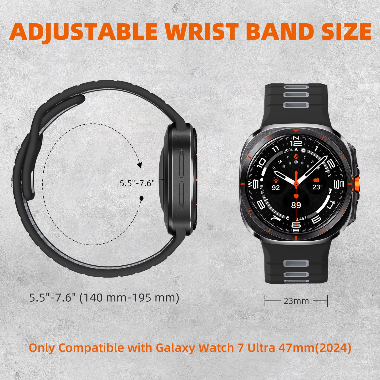 Maledan Compatible with Samsung Galaxy Watch Ultra Bands Breathable Waterproof Two Tone Silicone Sport Bands for Men Women