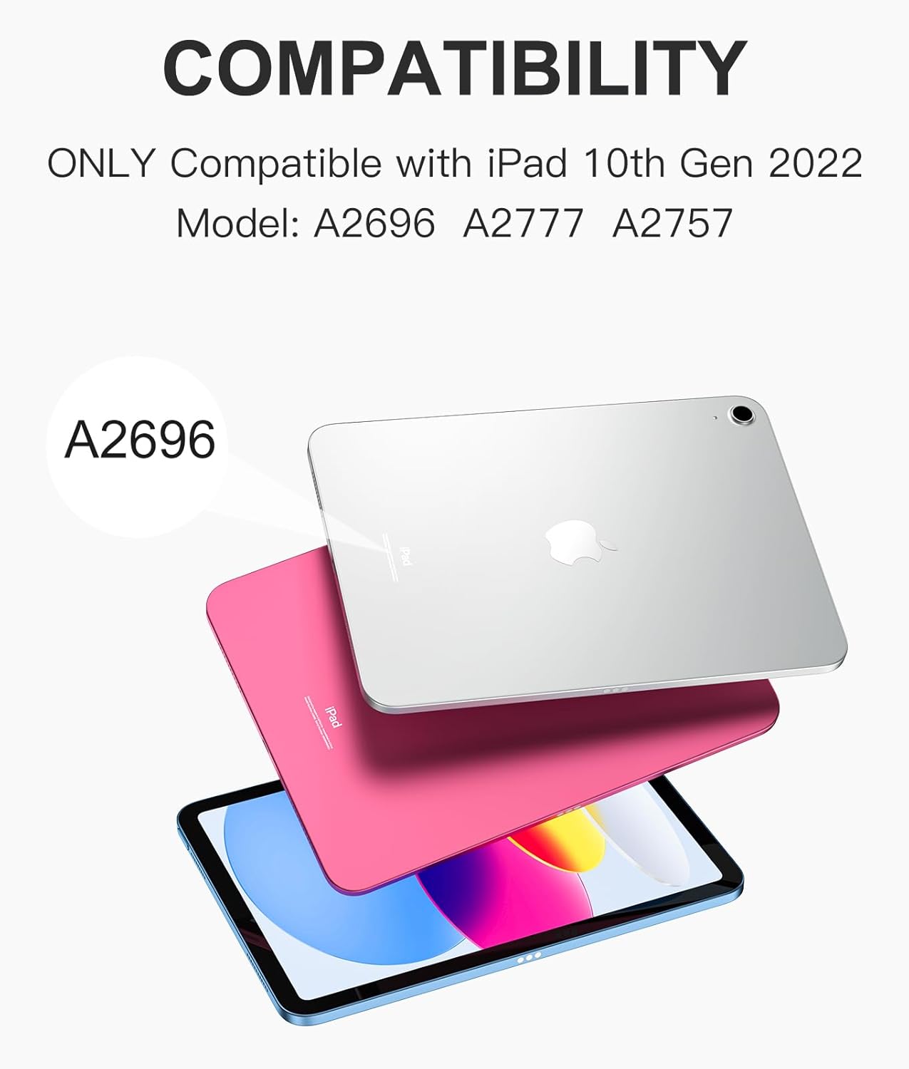 Compatible with iPad 10th Generation Case with Keyboard 7 Color Backlit Detachable Wireless Keyboard Case Cover with Touchpad for Apple iPad 10th Gen 10.9 inch