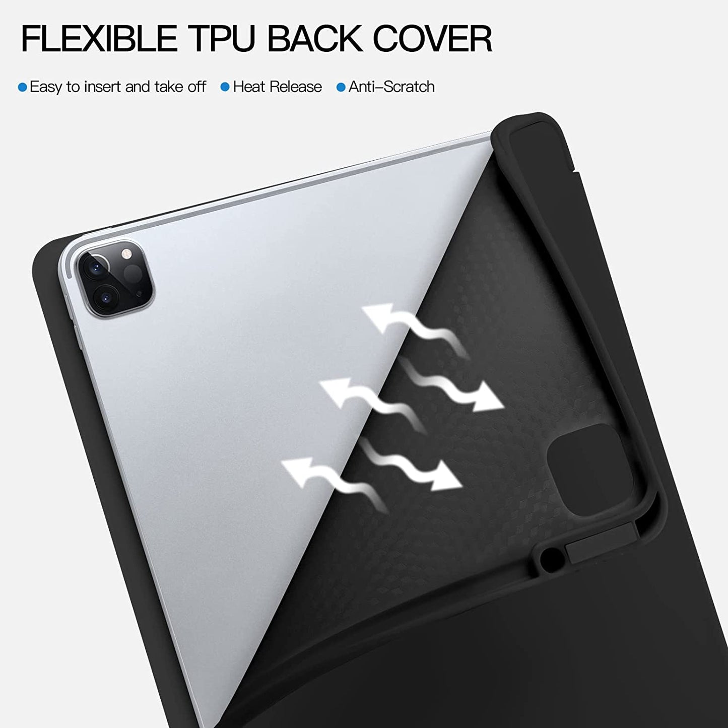 iPad Pro 12.9 Case for iPad Pro 6th/ 5th/ 4th/ 3rd Generation, with Pencil Holder, Black