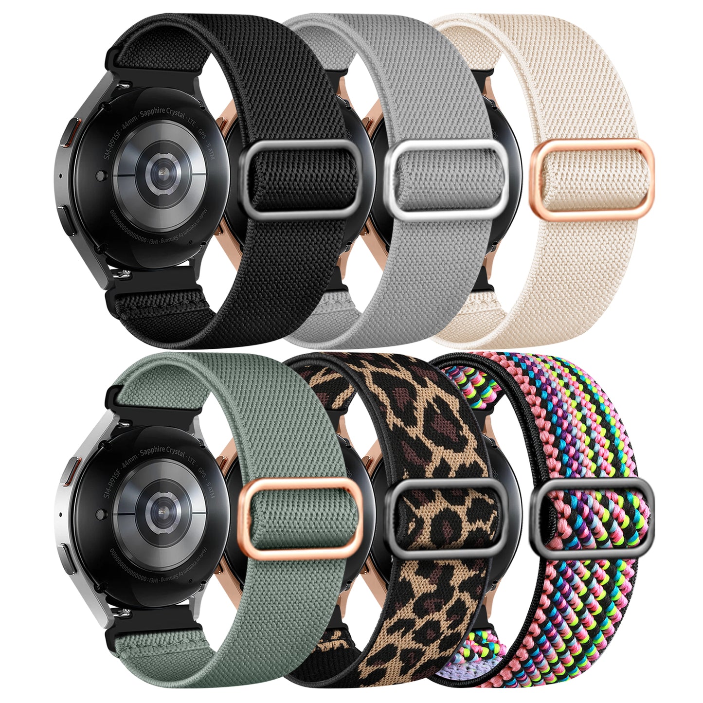 20mm Stretchy Elastic Bands for Samsung Galaxy Watch 7 6 5 4 Active 2 40mm 44mm/Watch 5 Pro 45mm/Watch 6 Classic 47mm 43mm/Watch 4 Classic 46mm 42mm/Watch 3 41mm/Watch 42mm/Active 40mm