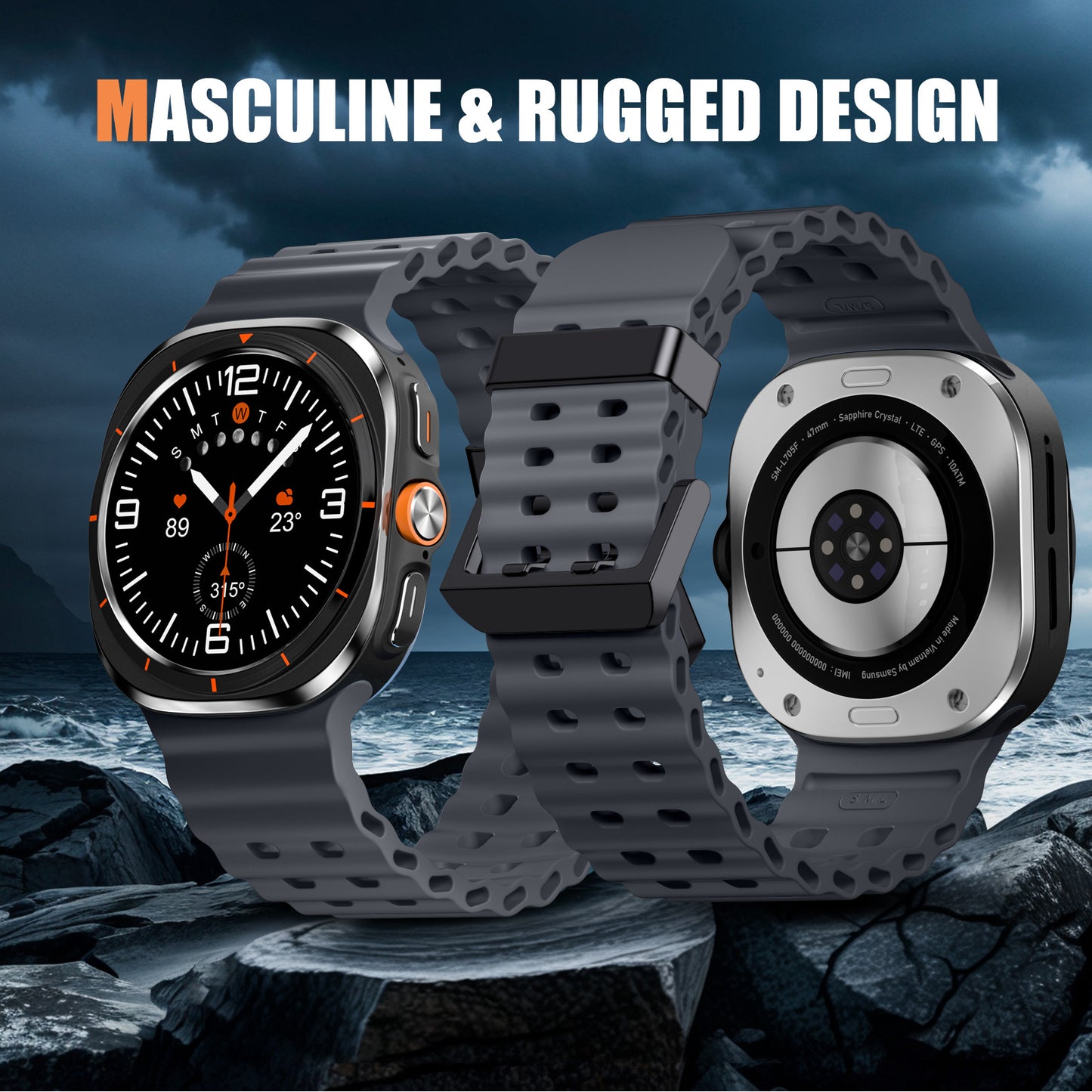 Maledan Breathable Silicone Sport Bands Compatible with Samsung Galaxy Watch 7 Ultra Bands 47mm