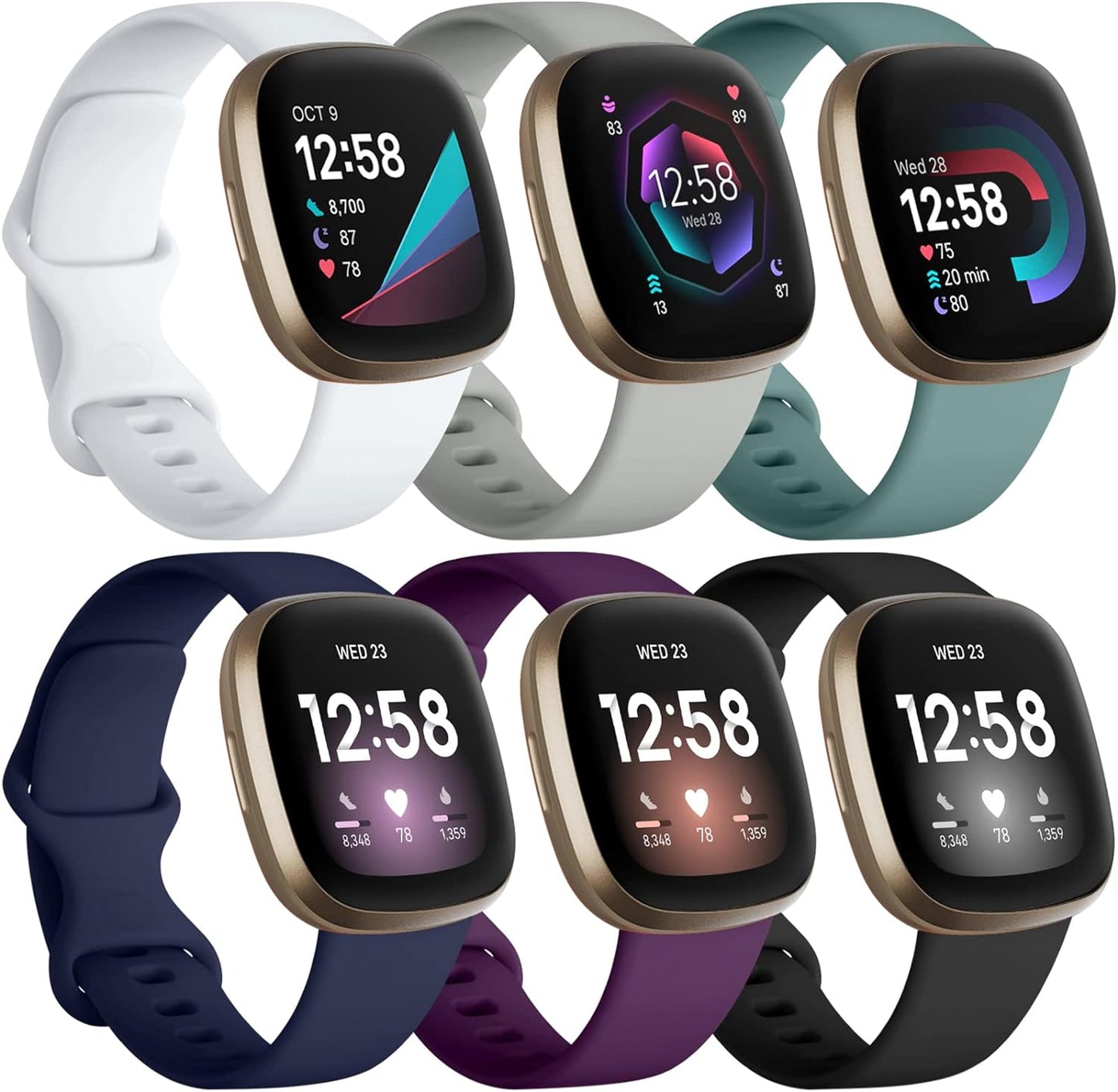 Compatible With Fitbit Versa 3/Versa 4/Sense 2/Sense Bands for Women Men, 6 Pack