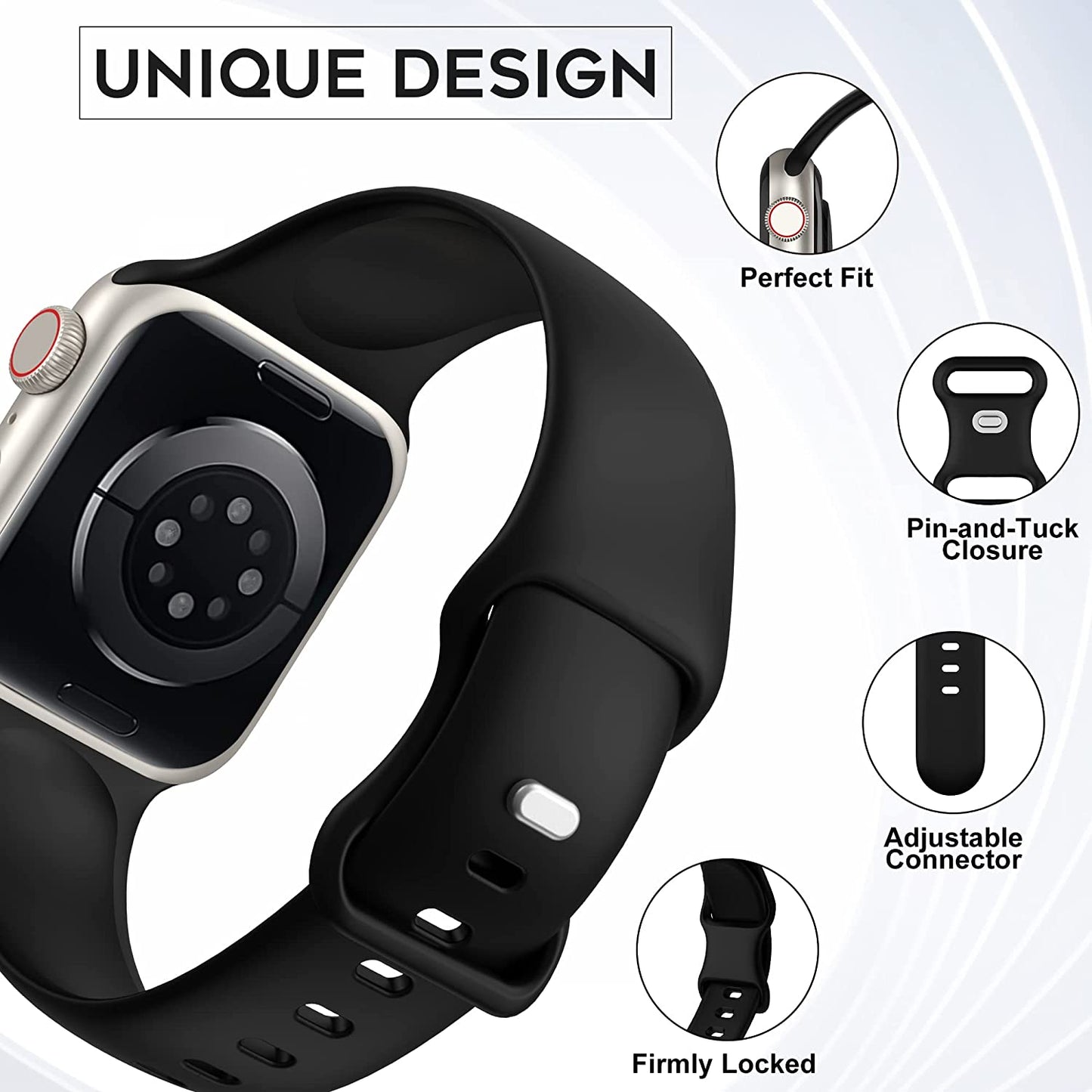 Maledan 6 Pack Compatible with Apple Watch Bands 40mm 44mm 41mm 45mm 46mm 49mm 38mm 42mm for Women Silicone Sport Bands for iWatch Ultra SE 2nd Generation Series 10 9 8 7 6 5 4 3 2 1