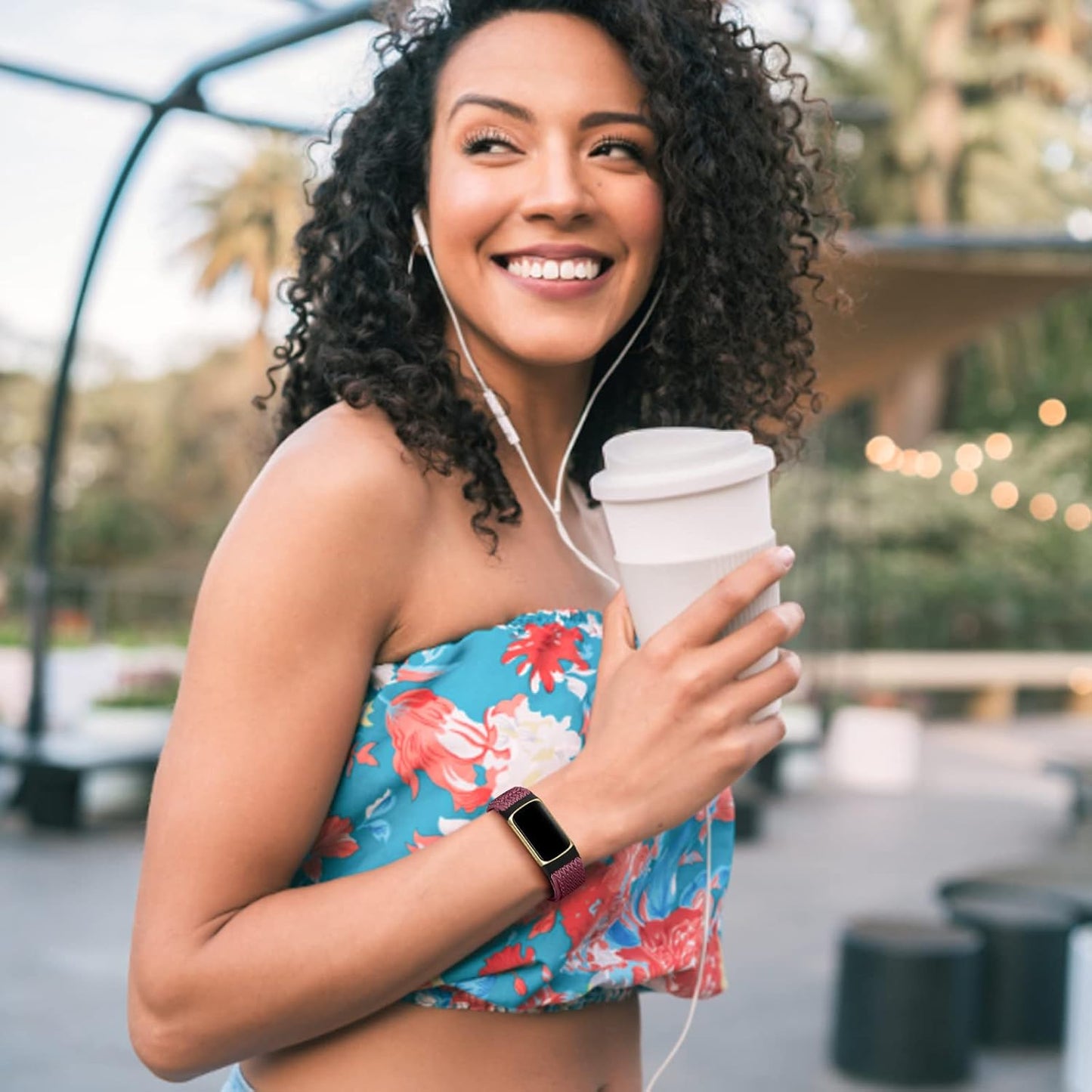 Maledan Stretchy Nylon Solo Loop Watch Bands Fits for Fitbit Charge 6/Charge 5 Bands for Women Men