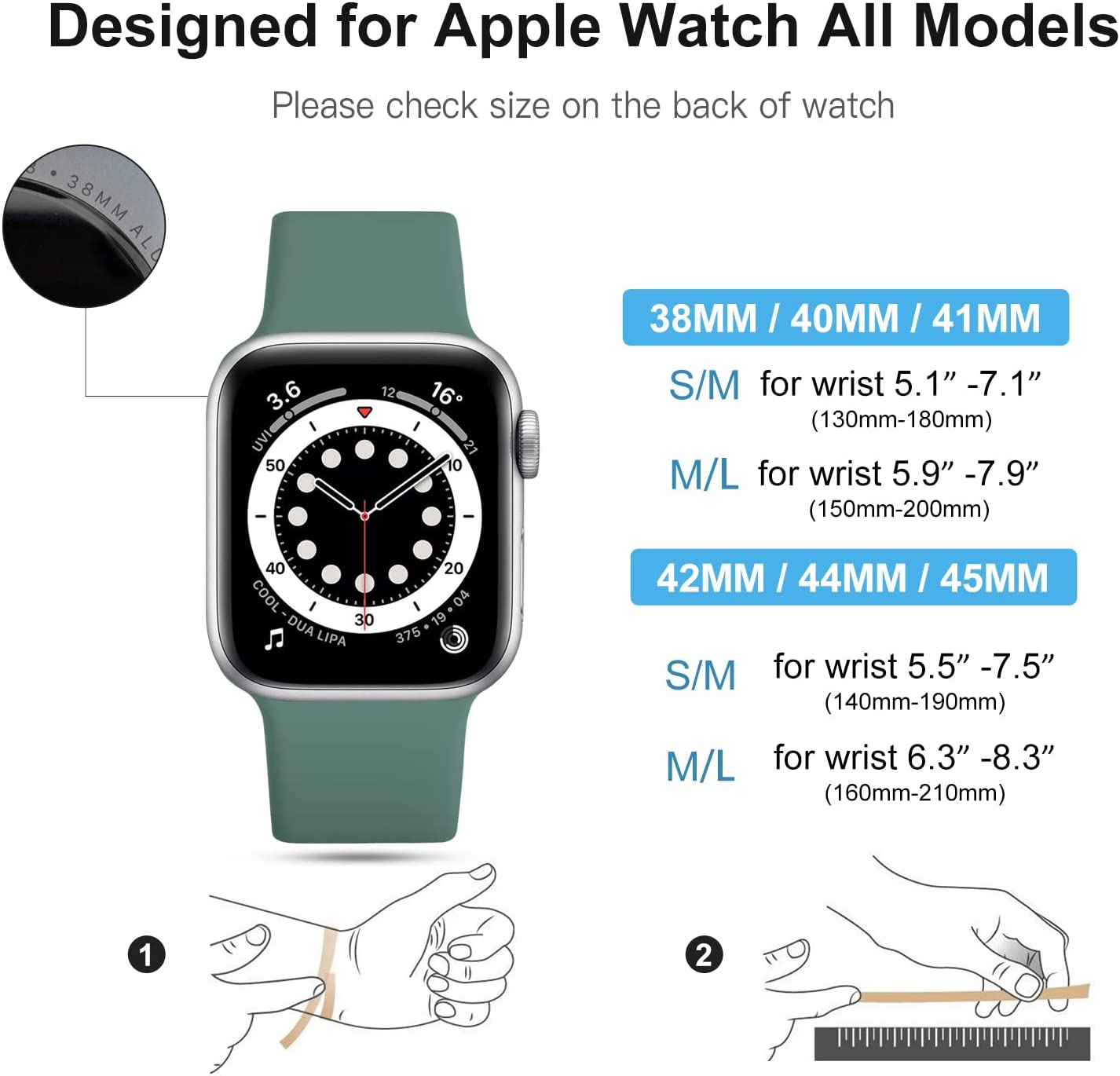 Maledan 6 Pack Compatible with Apple Watch Bands 40mm 44mm 41mm 45mm 46mm 49mm 38mm 42mm for Women Silicone Sport Bands for iWatch Ultra SE 2nd Generation Series 10 9 8 7 6 5 4 3 2 1