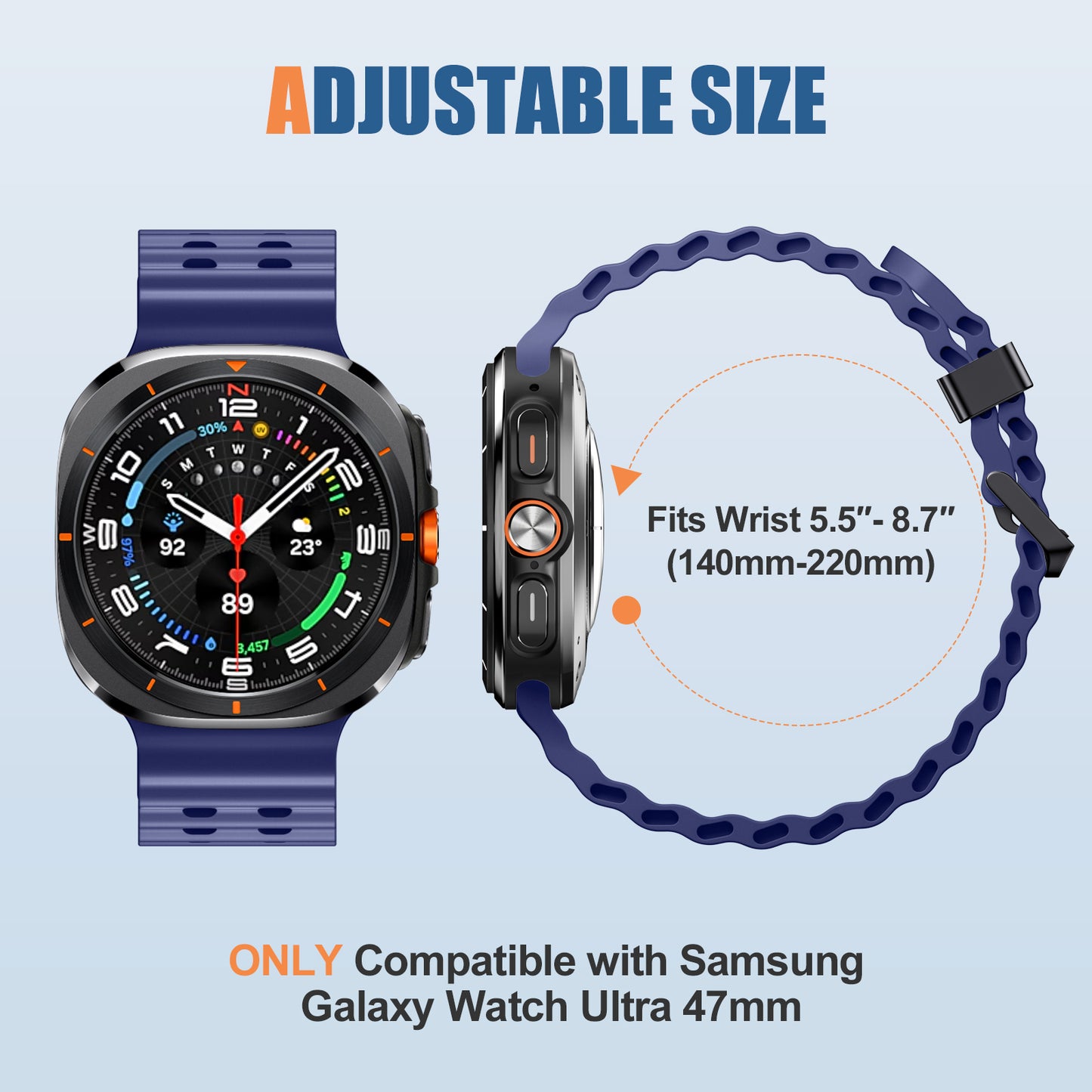 Maledan Breathable Silicone Sport Bands Compatible with Samsung Galaxy Watch 7 Ultra Bands 47mm