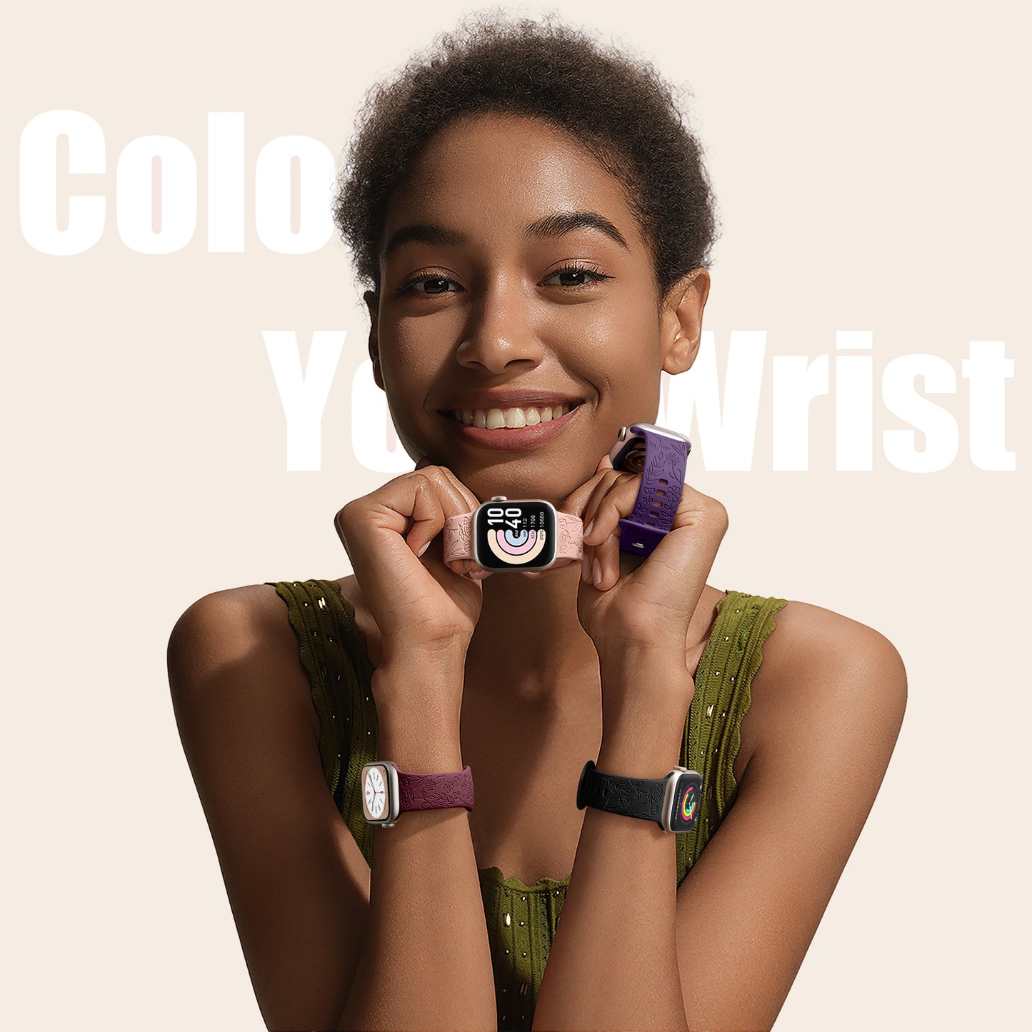 for Apple Watch Bands 40mm 41mm 38mm 42mm 45mm 44mm 49mm for Women, 4 Pack Floral Engraved Bands for Apple Watch Ultra Series 10 9 8 7 6 5 4 3 SE