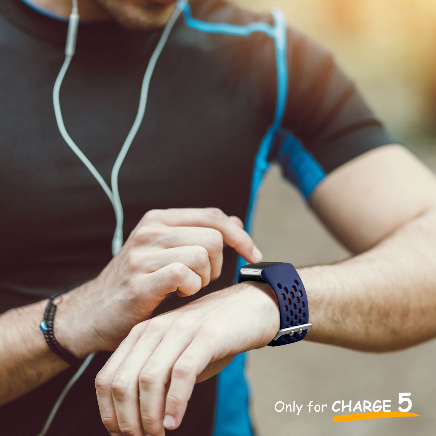 4 Pack Compatible with Fitbit Charge 5/Charge 6 Bands for Women Men Breathable Air Hole Sport Wristbands