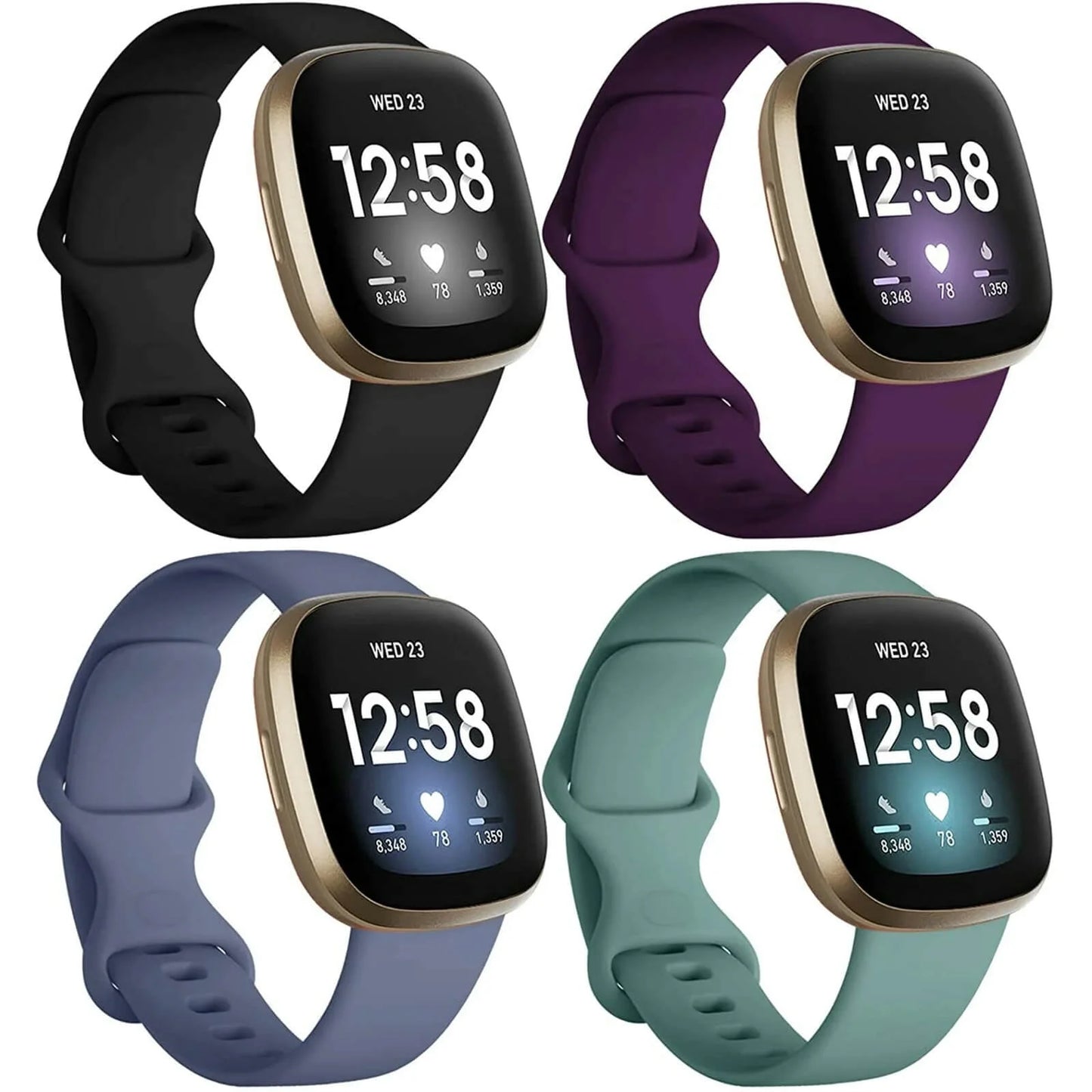 4 Pack Replacement Wristbands for Fitbit Versa 3/Versa 4/Sense/Sense 2 Bands for Women Men (No ratings yet)