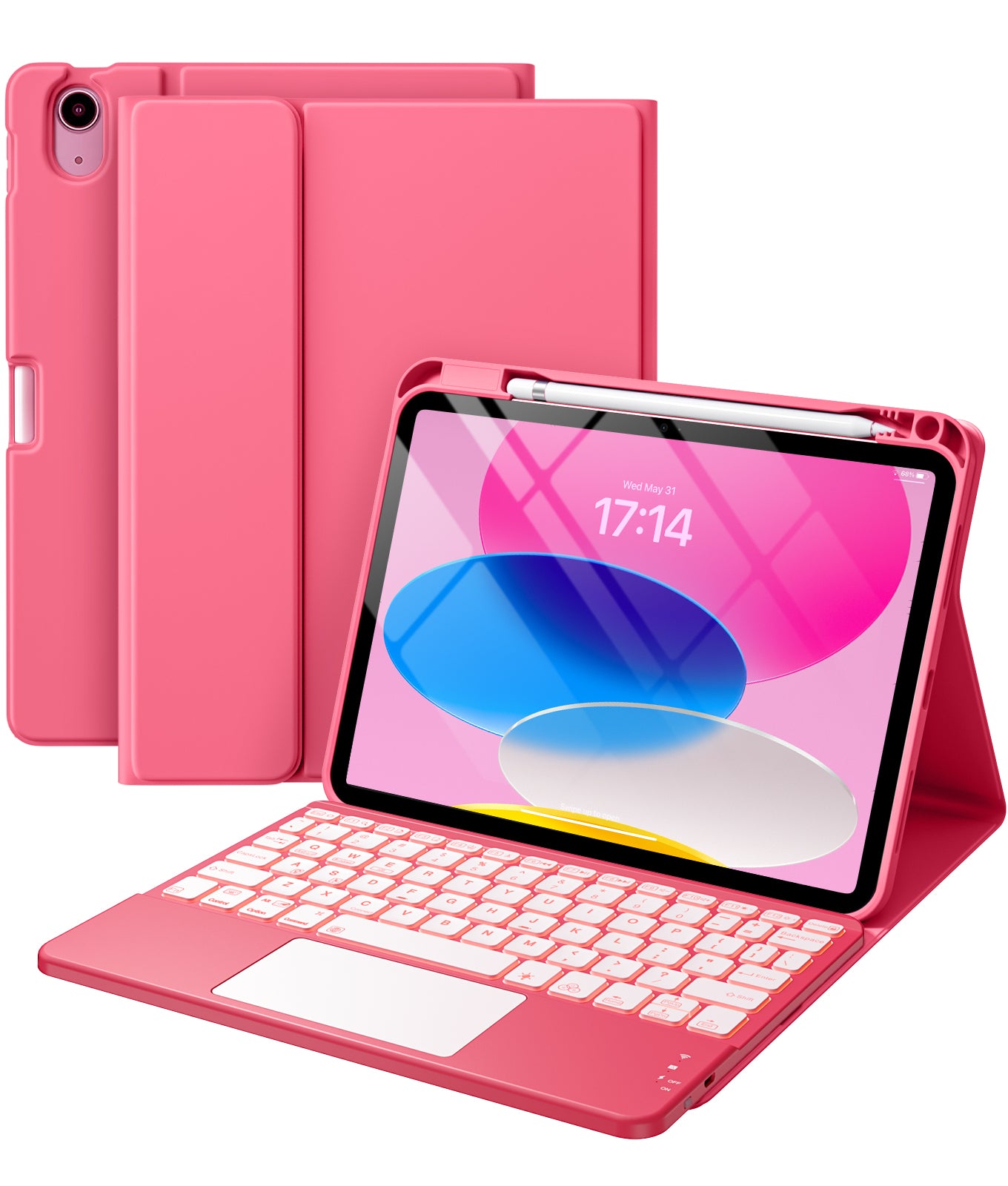Compatible with iPad 10th Generation Case with Keyboard 7 Color Backlit Detachable Wireless Keyboard Case Cover with Touchpad for Apple iPad 10th Gen 10.9 inch