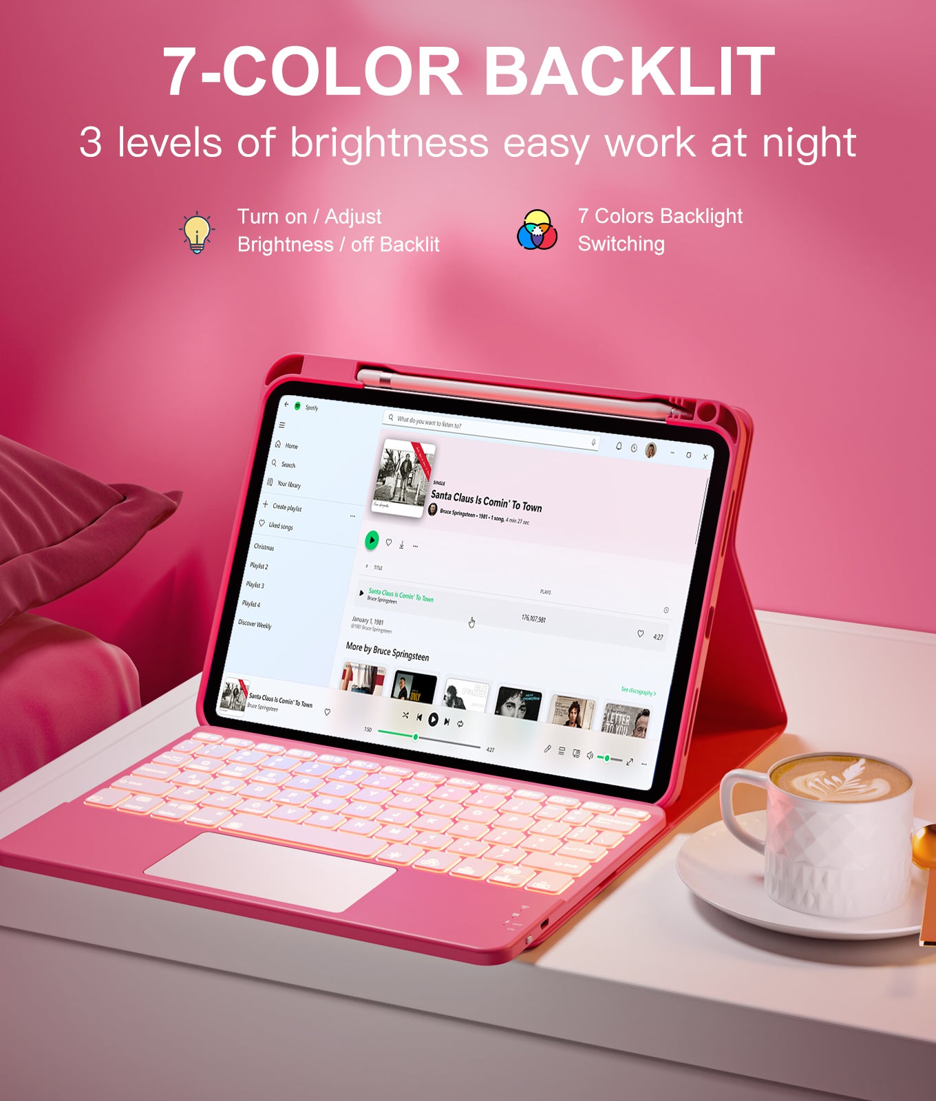 Compatible with iPad 10th Generation Case with Keyboard 7 Color Backlit Detachable Wireless Keyboard Case Cover with Touchpad for Apple iPad 10th Gen 10.9 inch