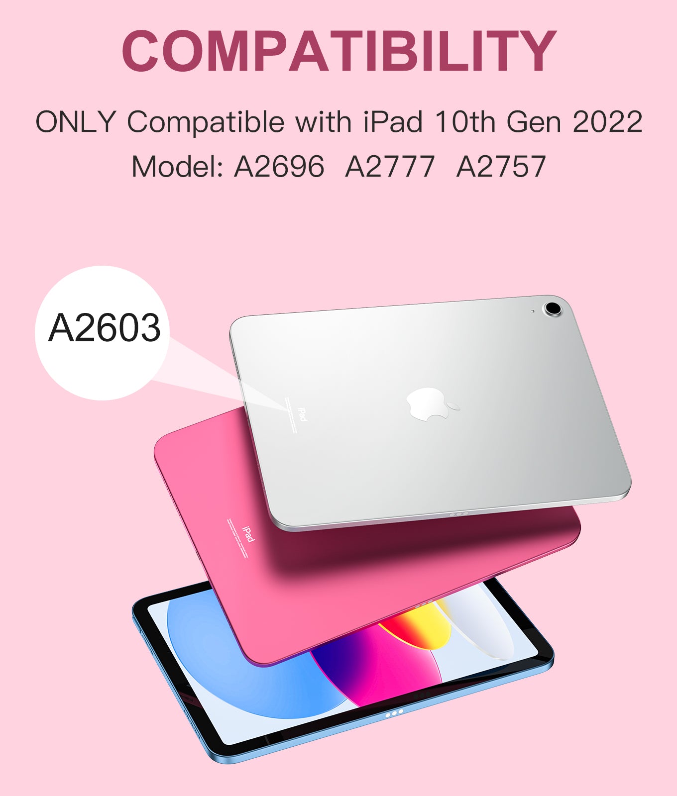 Compatible with iPad 10th Generation Case with Keyboard 7 Color Backlit Detachable Wireless Keyboard Case Cover with Touchpad for Apple iPad 10th Gen 10.9 inch