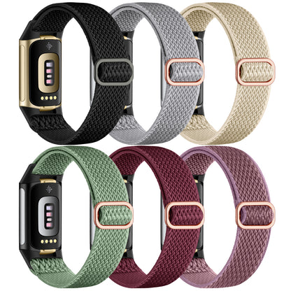 Maledan Stretchy Nylon Solo Loop Watch Bands Fits for Fitbit Charge 6/Charge 5 Bands for Women Men