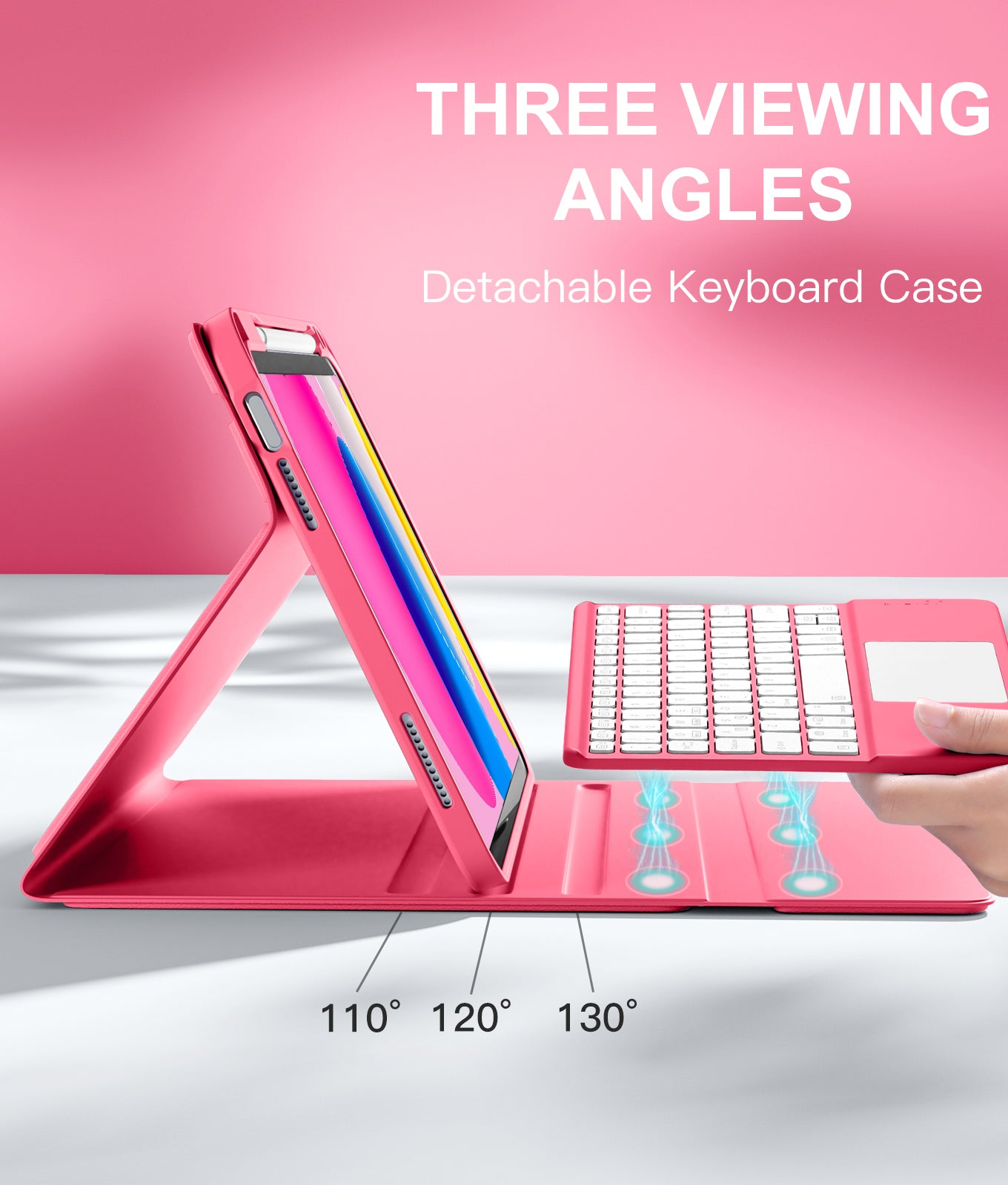 Compatible with iPad 10th Generation Case with Keyboard 7 Color Backlit Detachable Wireless Keyboard Case Cover with Touchpad for Apple iPad 10th Gen 10.9 inch