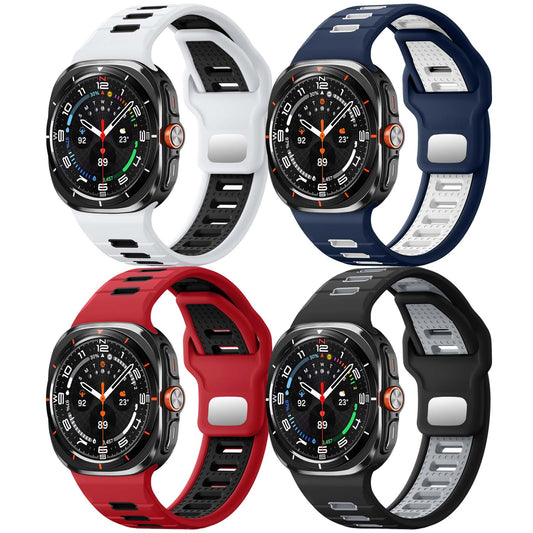 Maledan Compatible with Samsung Galaxy Watch Ultra Bands Breathable Waterproof Two Tone Silicone Sport Bands for Men Women
