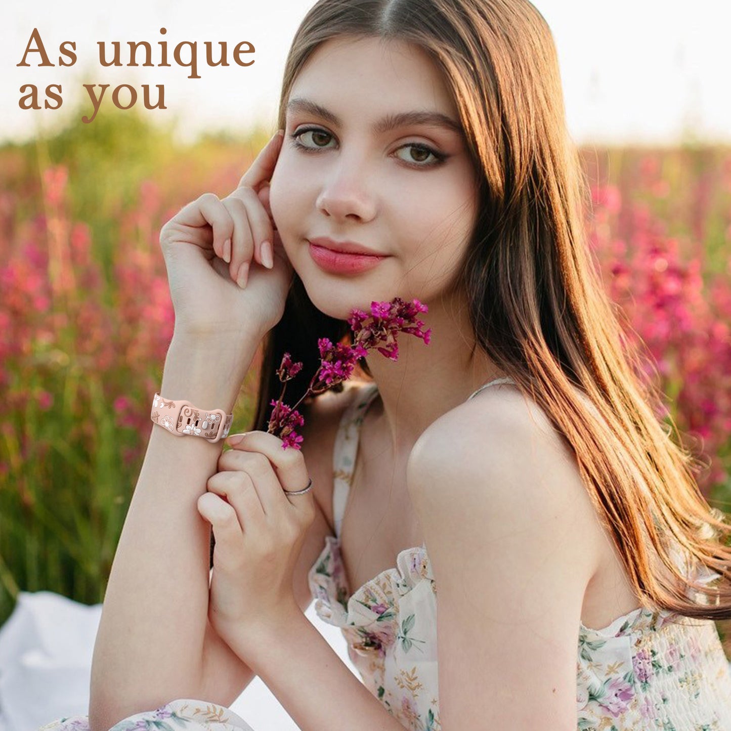 Malendan Compatible with iWatch Apple Watch Bands for Women 40mm 44mm 41mm 45mm 46mm 42mm 38mm 49mm Cute Floral Engraved Silicone Bands for Ultra 2 SE 2rd Gneration Series 10 9 8 7 6 8 5 4 3