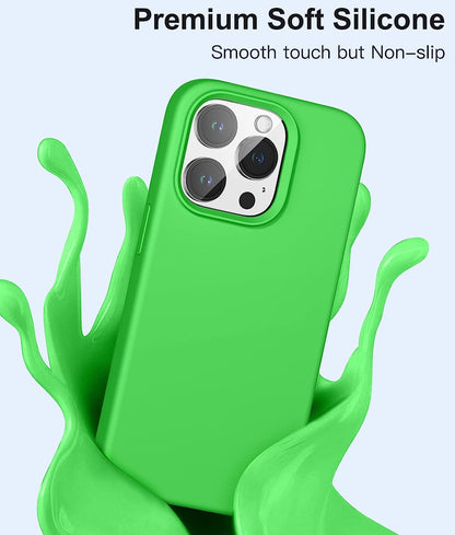 Slim Silicone Phone Case Fits for iPhone 14 Pro Max Case with Screen Protector and Camera Lens Protector