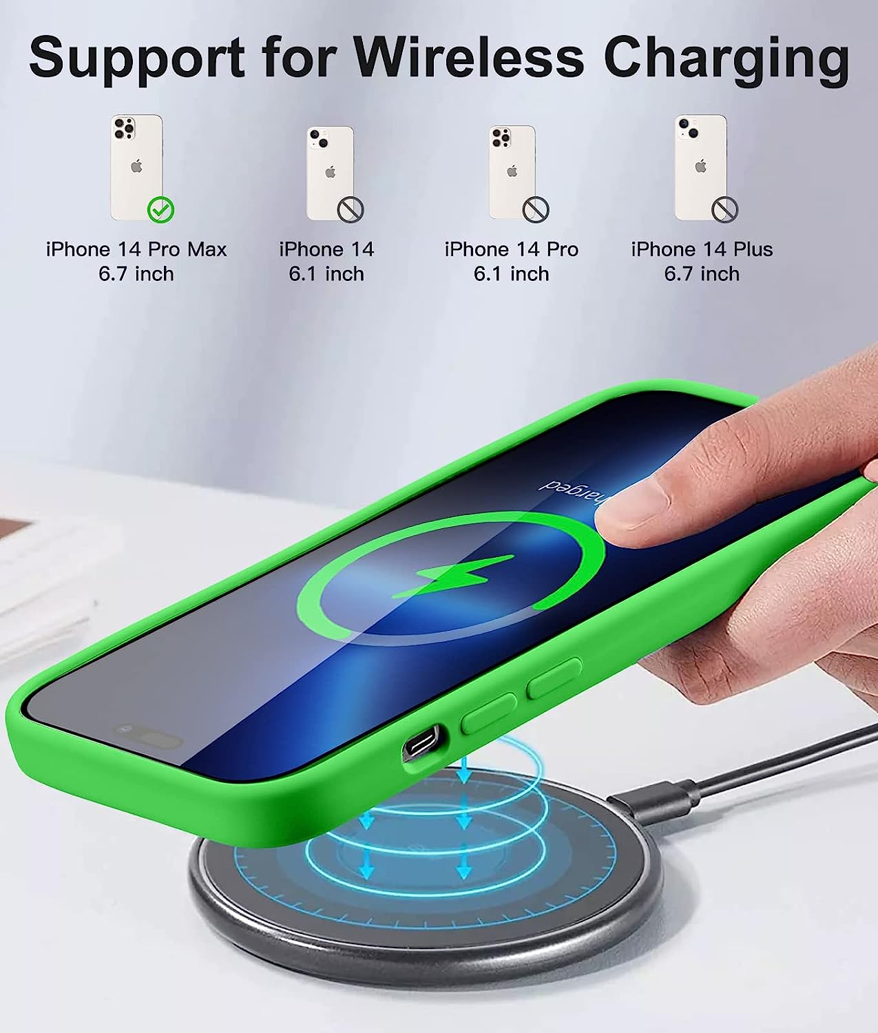 Slim Silicone Phone Case Fits for iPhone 14 Pro Max Case with Screen Protector and Camera Lens Protector