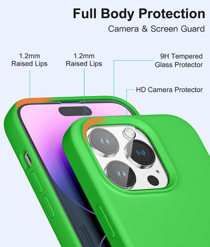Slim Silicone Phone Case Fits for iPhone 14 Pro Max Case with Screen Protector and Camera Lens Protector