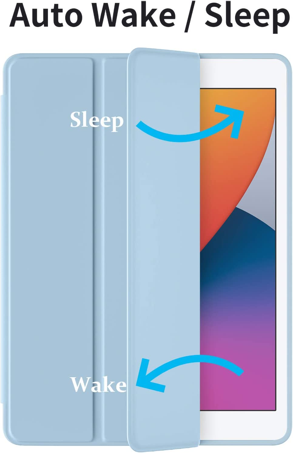 Case Compatible with iPad 10.2 Inch 2021/2020/2019, for iPad 9th/8th/7th Generation Case with Pencil Holder, Protective Case with Soft TPU Back, Auto Sleep/Wake Cover