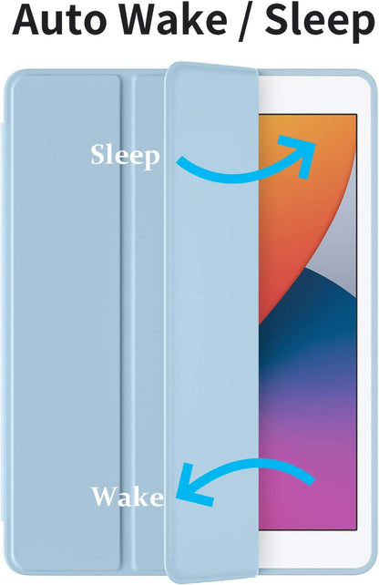 Case Compatible with iPad 10.2 Inch 2021/2020/2019, for iPad 9th/8th/7th Generation Case with Pencil Holder, Protective Case with Soft TPU Back, Auto Sleep/Wake Cover
