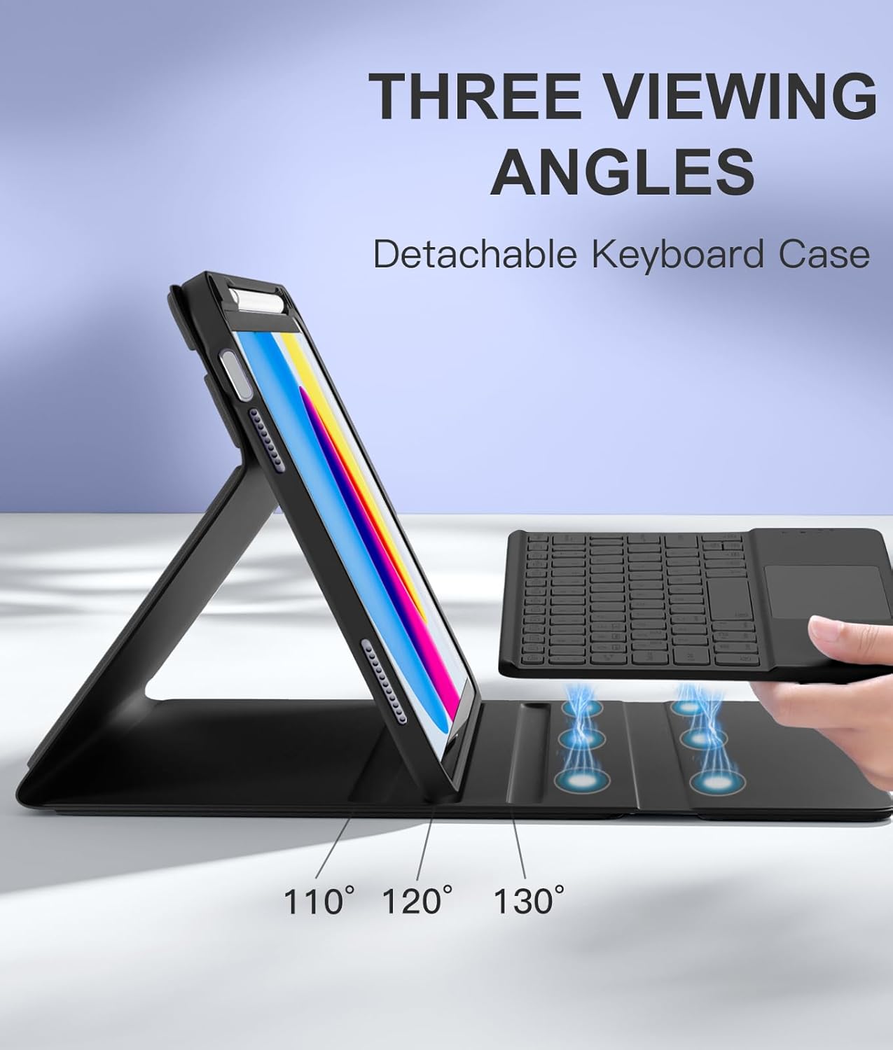Compatible with iPad 10th Generation Case with Keyboard 7 Color Backlit Detachable Wireless Keyboard Case Cover with Touchpad for Apple iPad 10th Gen 10.9 inch