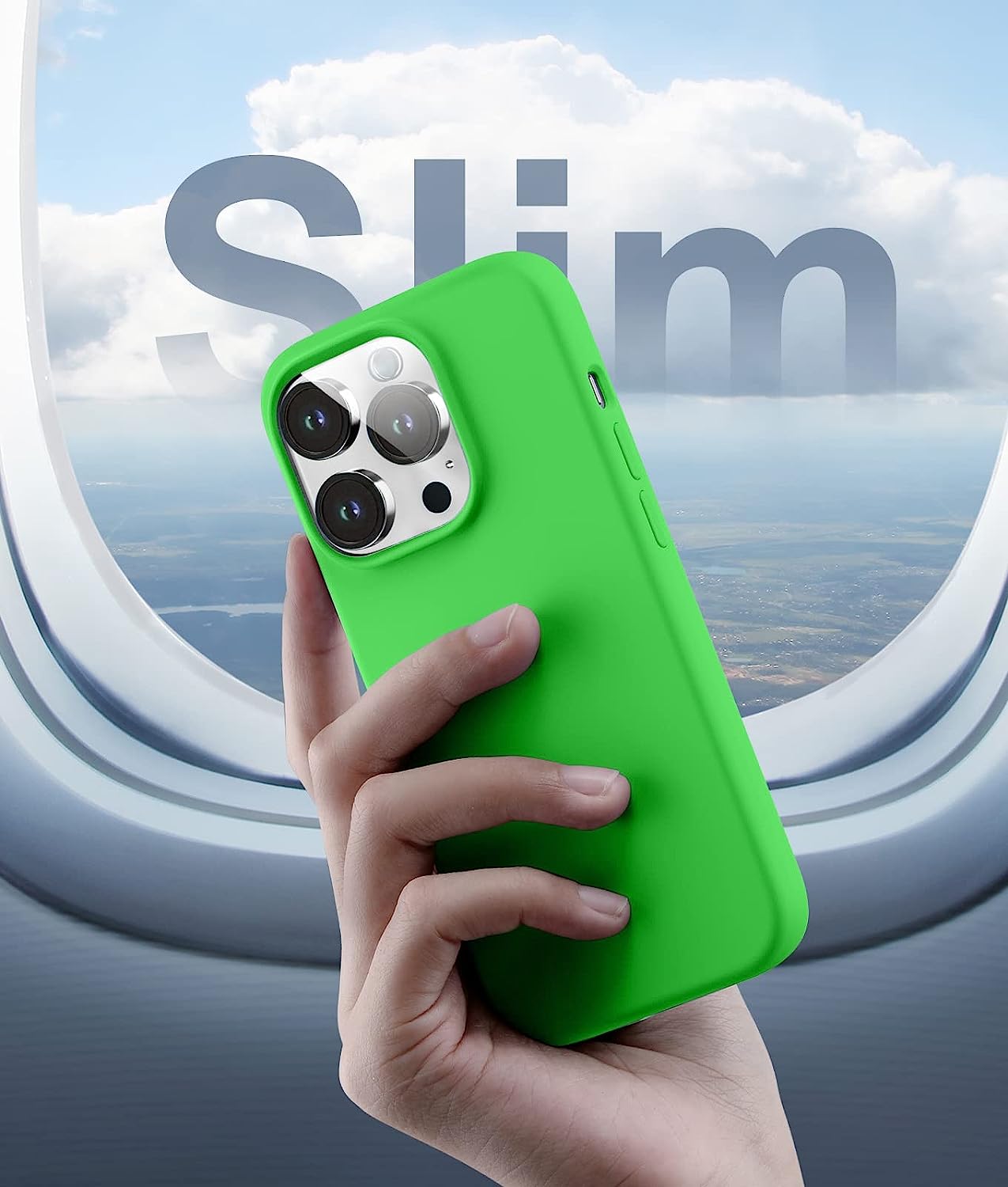Slim Silicone Phone Case Fits for iPhone 14 Pro Max Case with Screen Protector and Camera Lens Protector