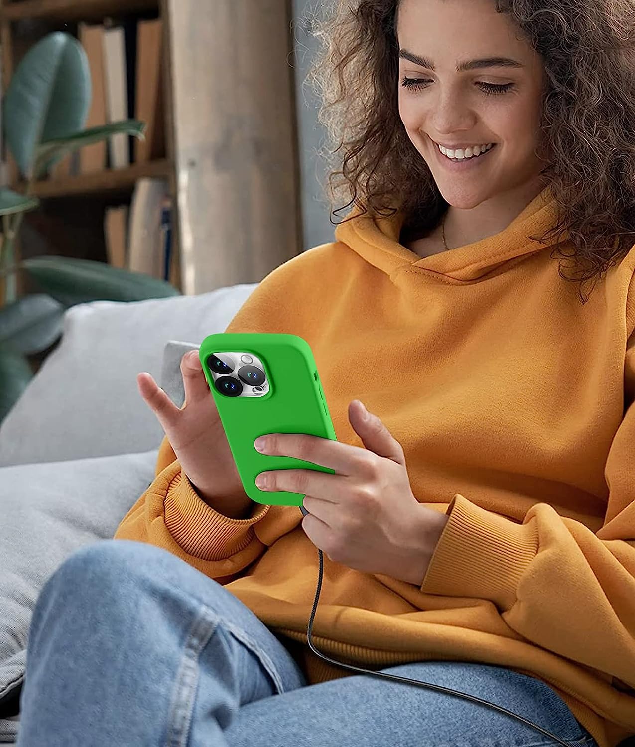 Slim Silicone Phone Case Fits for iPhone 14 Pro Max Case with Screen Protector and Camera Lens Protector