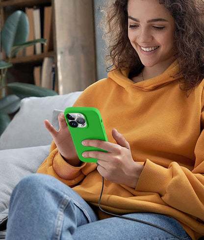Slim Silicone Phone Case Fits for iPhone 14 Pro Max Case with Screen Protector and Camera Lens Protector
