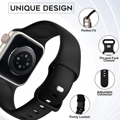 Maledan 6 Pack Compatible with Apple Watch Bands 40mm 44mm 41mm 45mm 46mm 49mm 38mm 42mm for Women Silicone Sport Bands for iWatch Ultra SE 2nd Generation Series 10 9 8 7 6 5 4 3 2 1
