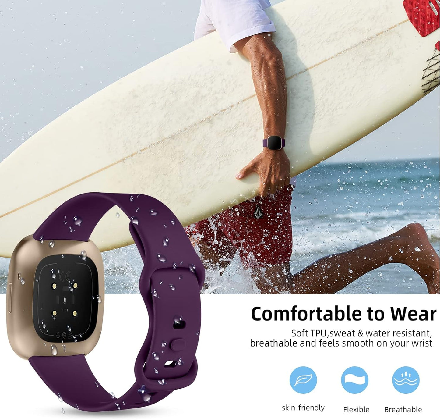 Compatible With Fitbit Versa 3/Versa 4/Sense 2/Sense Bands for Women Men, 6 Pack