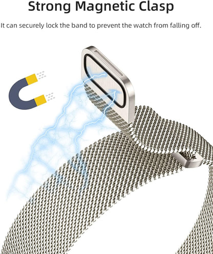 Compatible with Apple Watch Ultra 2 SE Series 10 9 8 7 6 5 4 3 Bands for Women Men Magnetic Metal Band for iWatch Bands 44mm 40mm 46mm 45mm 41mm 49mm 42mm 38mm, Starlight