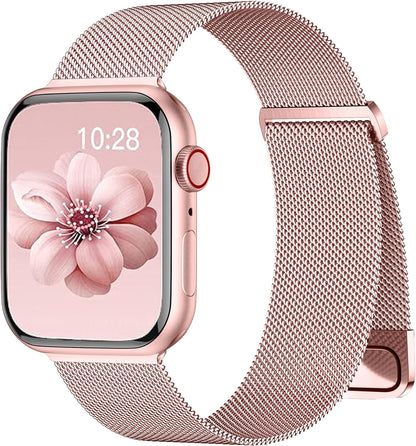 Maledan Compatible with Apple Watch Ultra 2 SE Series 10 9 8 7 6 5 4 3 Bands for Women Men Magnetic Metal Band for iWatch Bands 44mm 40mm 46mm 45mm 41mm 49mm 42mm 38mm, Rose Gold