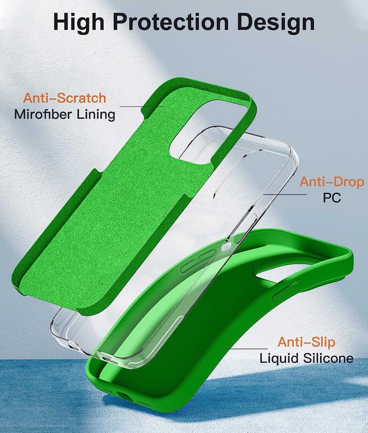 Slim Silicone Phone Case Fits for iPhone 14 Pro Max Case with Screen Protector and Camera Lens Protector