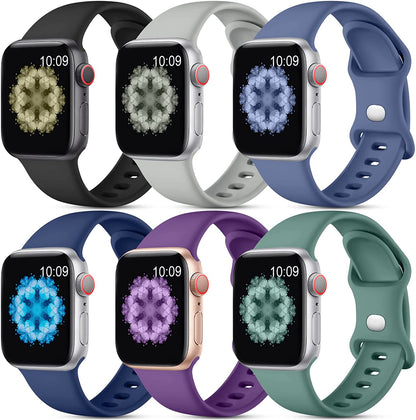 Maledan 6 Pack Compatible with Apple Watch Bands 40mm 44mm 41mm 45mm 46mm 49mm 38mm 42mm for Women Silicone Sport Bands for iWatch Ultra SE 2nd Generation Series 10 9 8 7 6 5 4 3 2 1